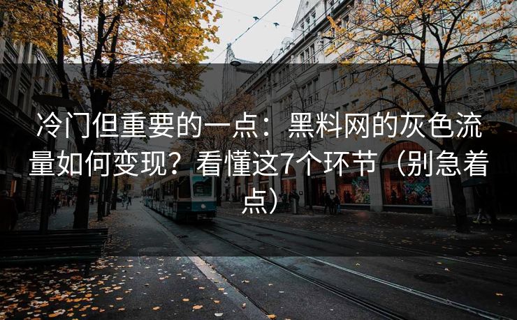 冷门但重要的一点:黑料网的灰色流量如何变现?看懂这7个环节(别急着点) 冷门但重要的一点:黑料网的灰色流量如何变现?看懂这7个环节(别急着点)