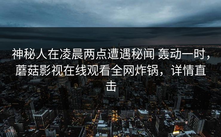 神秘人在凌晨两点遭遇秘闻 轰动一时，蘑菇影视在线观看全网炸锅，详情直击