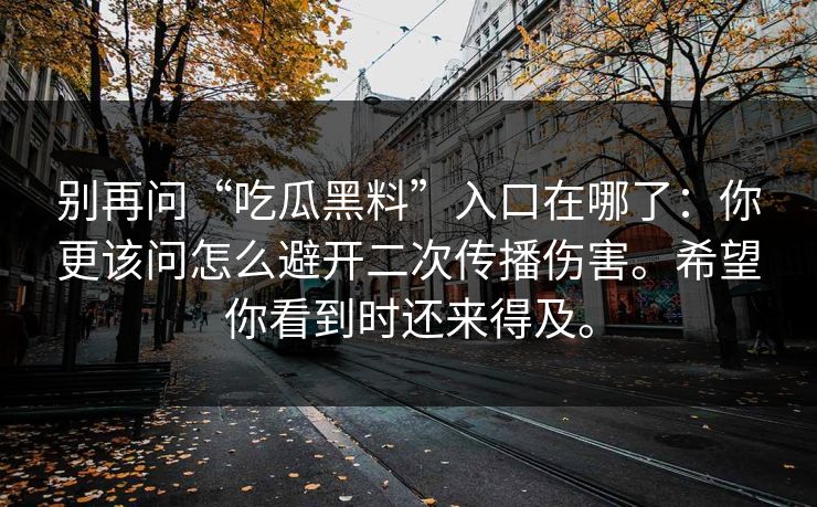 别再问“吃瓜黑料”入口在哪了：你更该问怎么避开二次传播伤害。希望你看到时还来得及。